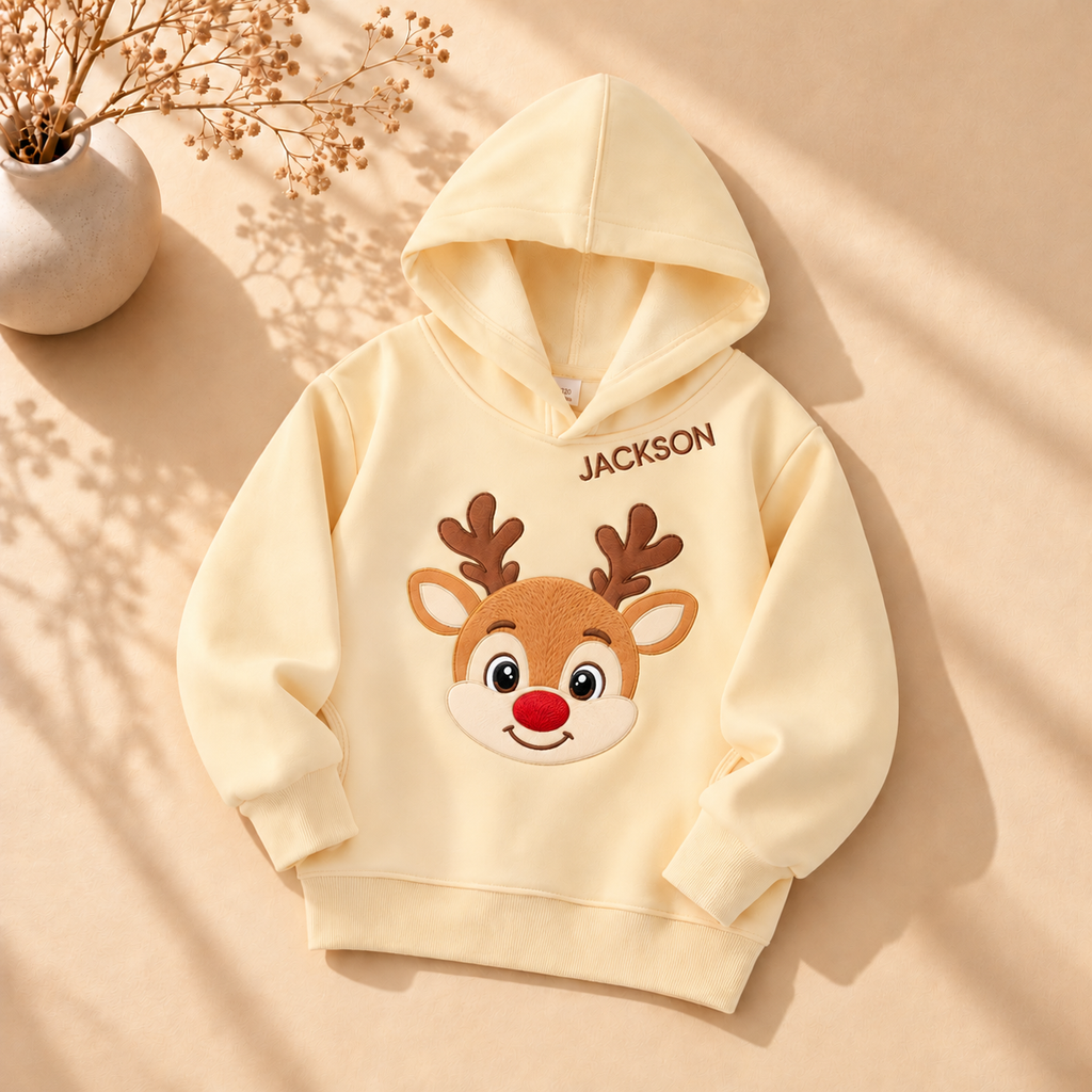 Christmas Reindeer Personalized Kids Hoodie