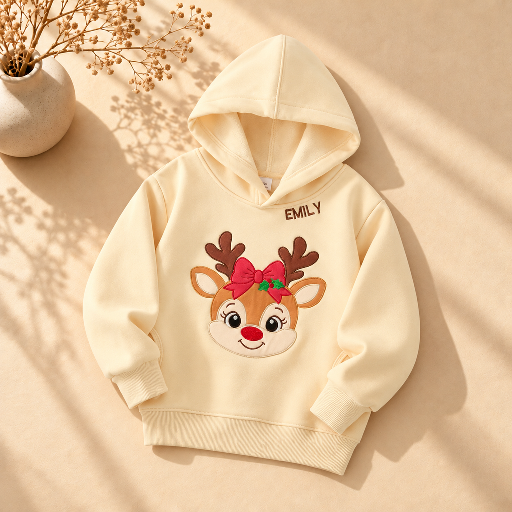 Christmas Reindeer Personalized Kids Hoodie